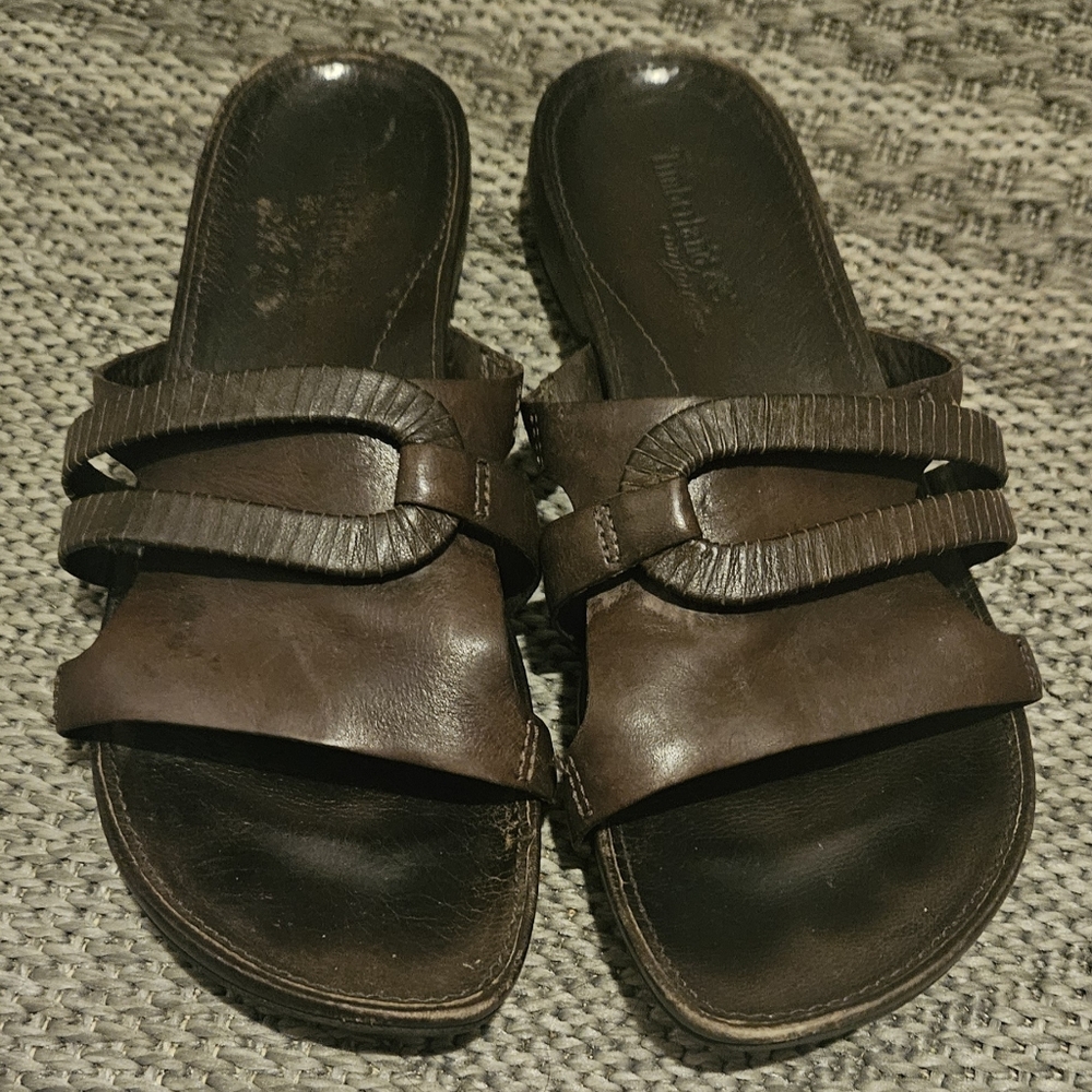 Timberland Lola Bay Brown Leather Sandals. 10.